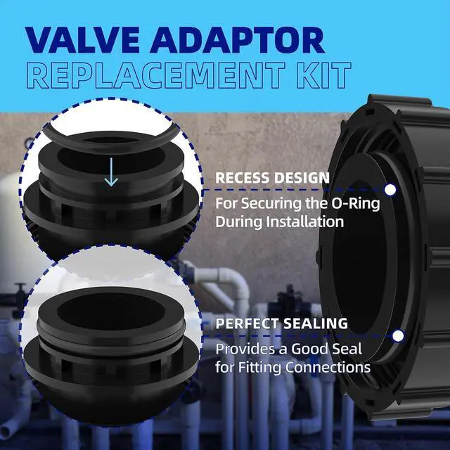 Alt view image 5 of 7 - 270100 Pool Valve Adaptor Replacement Kit Compatiable with Pentair Pool/Spa Cartridge and D.E. Filter, FNS Plus Filter, Clean & Clear Plus Filter, Black 2 Pack