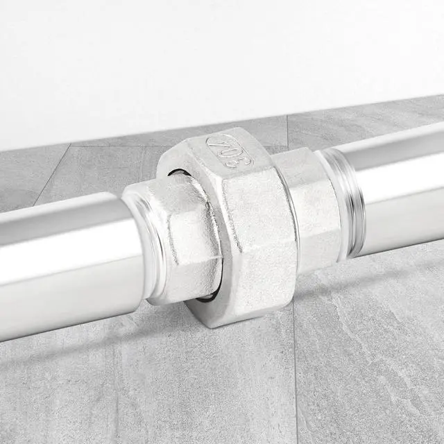 Alt view image 7 of 7 - 2PCS 304 Stainless Steel Union, 1-1/2" NPT Male x 1-1/2" NPT Female Cast Pipe Fitting