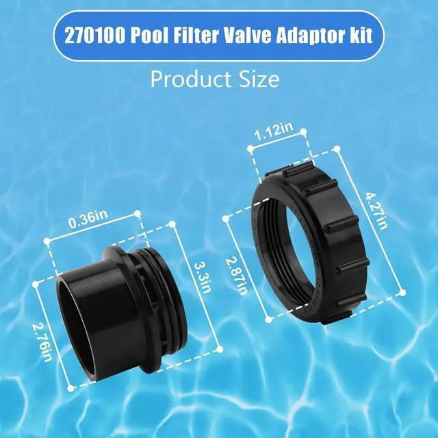 Alt view image 2 of 7 - 270100 Pool Filter Valve Adaptor kit Replacement for Pentair Quad D.E. Filter and FNS Plus Filter,Union Nuts fit for Pentair (CCP 240/520/420/320) Clean & Clear Plus Pool and Spa Pump Cartridge Filter