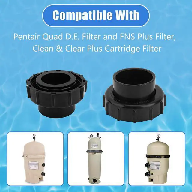 Alt view image 3 of 7 - 270100 Pool Filter Valve Adaptor kit Replacement for Pentair Quad D.E. Filter and FNS Plus Filter,Union Nuts fit for Pentair (CCP 240/520/420/320) Clean & Clear Plus Pool and Spa Pump Cartridge Filter