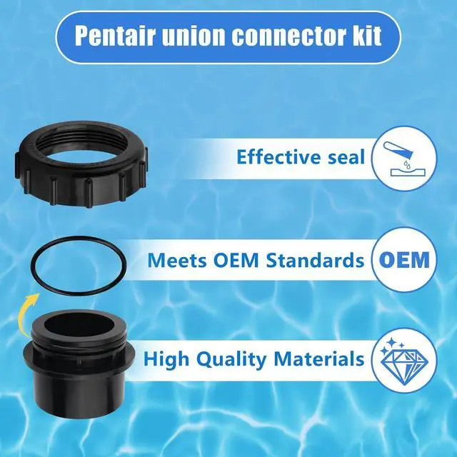 Alt view image 4 of 7 - 270100 Pool Filter Valve Adaptor kit Replacement for Pentair Quad D.E. Filter and FNS Plus Filter,Union Nuts fit for Pentair (CCP 240/520/420/320) Clean & Clear Plus Pool and Spa Pump Cartridge Filter