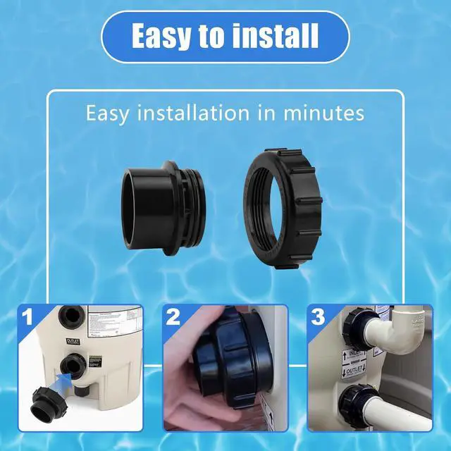 Alt view image 5 of 7 - 270100 Pool Filter Valve Adaptor kit Replacement for Pentair Quad D.E. Filter and FNS Plus Filter,Union Nuts fit for Pentair (CCP 240/520/420/320) Clean & Clear Plus Pool and Spa Pump Cartridge Filter