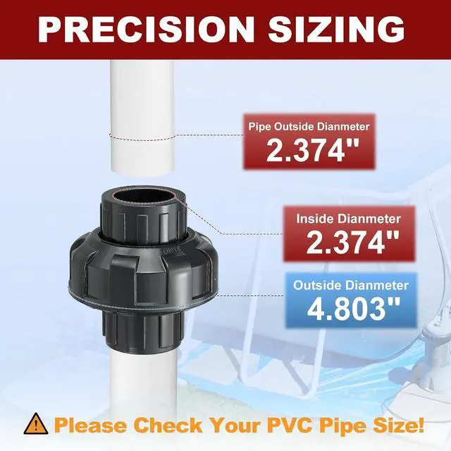 Alt view image 3 of 7 - 6Pcs 2" PVC Union Coupling Pipe Fitting, SCH80 (Socket x Socket) Furniture Grade PVC Slip Union Coupling Adapter for DIY Pipe Connection, Hose Extension, Dark Grey