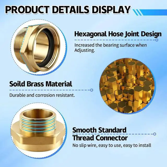 Alt view image 3 of 7 - Heavy Duty Brass Fire Hose Adapter, 2-1/2" NPT Female x 2-1/2" NST Male