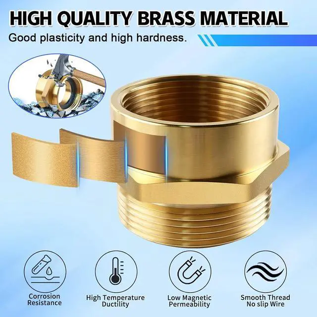 Alt view image 4 of 7 - Heavy Duty Brass Fire Hose Adapter, 2-1/2" NPT Female x 2-1/2" NST Male