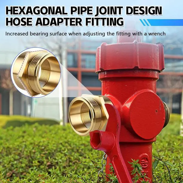 Alt view image 6 of 7 - Heavy Duty Brass Fire Hose Adapter, 2-1/2" NPT Female x 2-1/2" NST Male