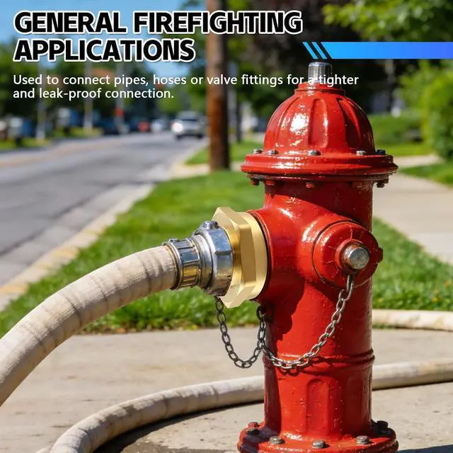 Alt view image 7 of 7 - Heavy Duty Brass Fire Hose Adapter, 2-1/2" NPT Female x 2-1/2" NST Male