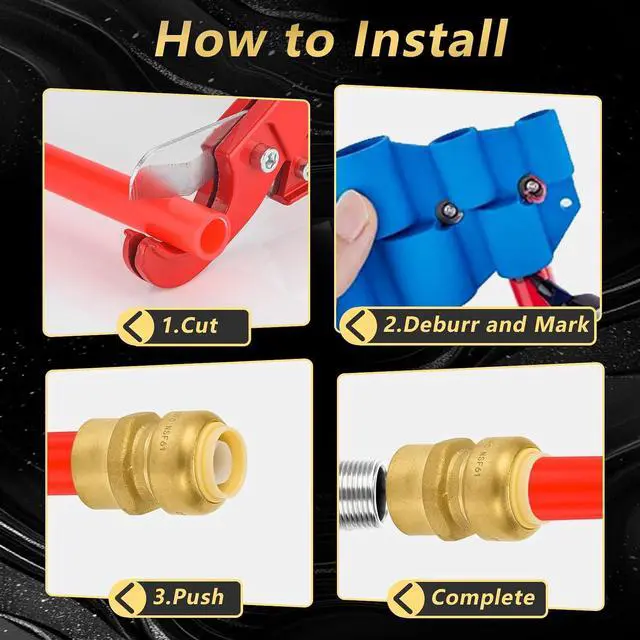 Alt view image 4 of 6 - 10 Pack Push Fit Fittings, 1/2" PTC x1/2" Female NPT Adapter