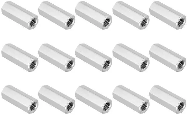 Main image of 1/2"-13 UNC 304 Stainless Steel Hex Coupling Nuts, 15Pcs 2" Length Fully Threaded Rod Coupling Nut Studding Connector Fasteners, Silver Tone
