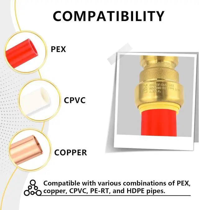 Alt view image 5 of 6 - 10 Pack Push Fit Fittings, 1/2" PTC x1/2" Female NPT Adapter