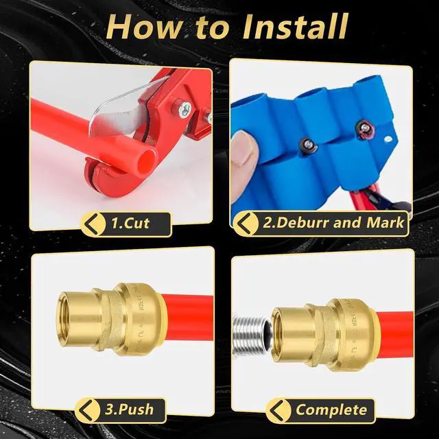 Alt view image 4 of 6 - 5 Pack Push Fit Fittings, 3/4" PTC x1/2" Female NPT Adapter