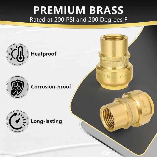 Alt view image 3 of 6 - 5 Pack Push Fit Fittings, 3/4" PTC x1/2" Female NPT Adapter