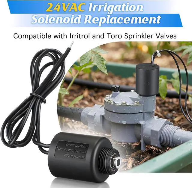 Alt view image 2 of 7 - 2 Pack 24VAC Irrigation Valve Solenoid Replacement, 2-Way Solenoid with Plunger Seat, 3/4" MPT, Compatible with Irritrol 2400/2500/2600/700 Sprinkler Valves R811-24VACG
