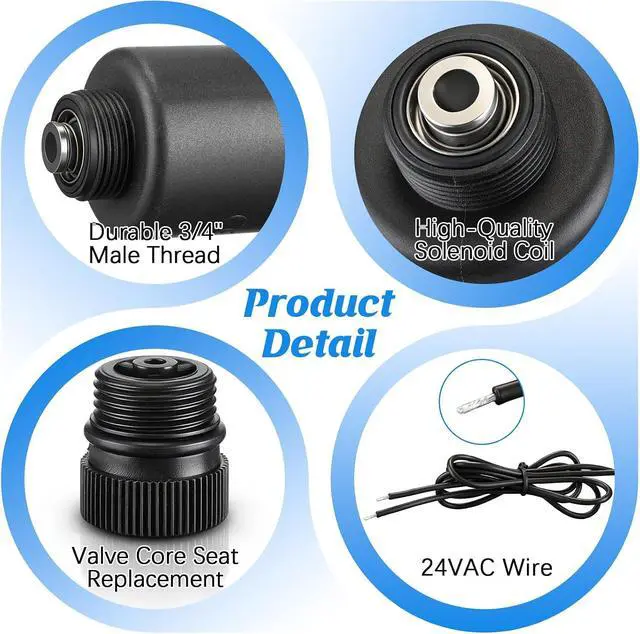 Alt view image 4 of 7 - 2 Pack 24VAC Irrigation Valve Solenoid Replacement, 2-Way Solenoid with Plunger Seat, 3/4" MPT, Compatible with Irritrol 2400/2500/2600/700 Sprinkler Valves R811-24VACG