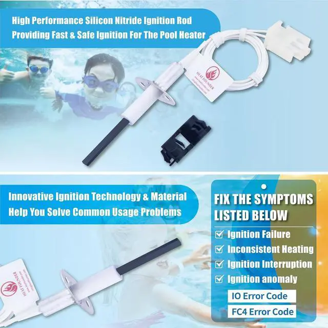 Alt view image 5 of 7 - Pool Heater Replacement Kit Silicon Nitride Ignition Rod