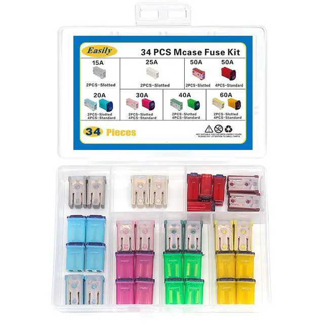 Alt view image 6 of 6 - 34 pcs Automotive MCASE Compatible Mini Box Shaped Cartridge Fuse Kit for Foreign and Domestic Cars, Trucks, and SUVs