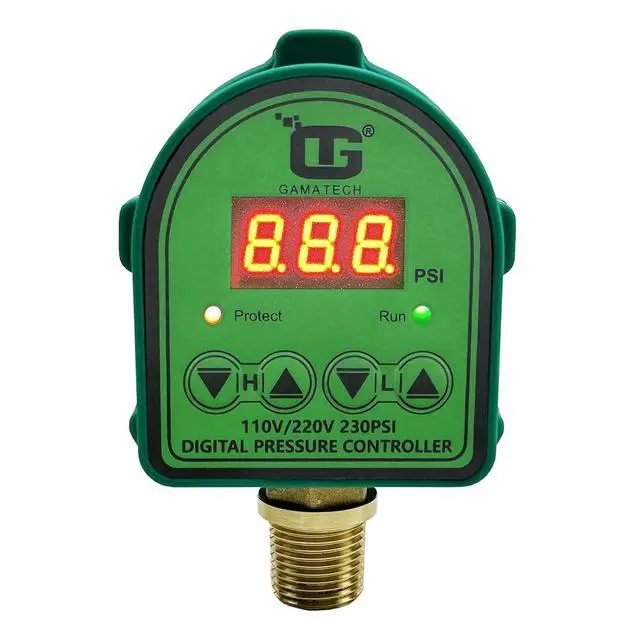 Alt view image 2 of 7 - GamaTech 110V/220V 10A/5A Digital Adjustable Pressure Switch Controller for Water Pump and Air Pump, 1/2" Male NPT, 0-230 Psi