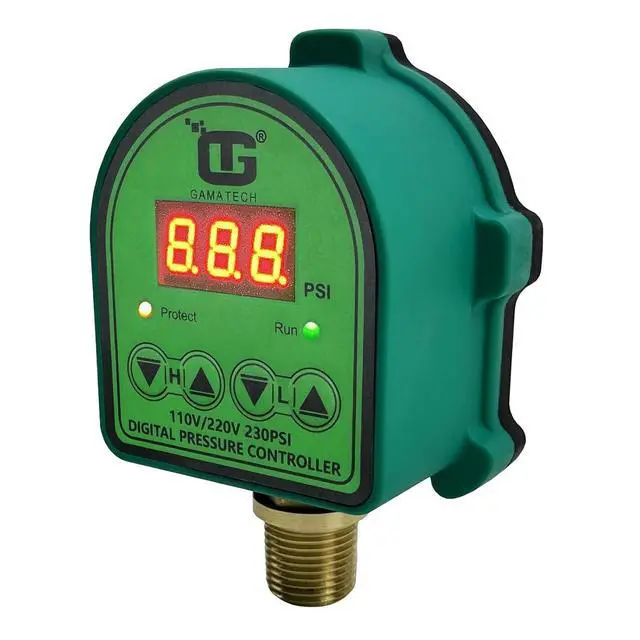 Alt view image 3 of 7 - GamaTech 110V/220V 10A/5A Digital Adjustable Pressure Switch Controller for Water Pump and Air Pump, 1/2" Male NPT, 0-230 Psi