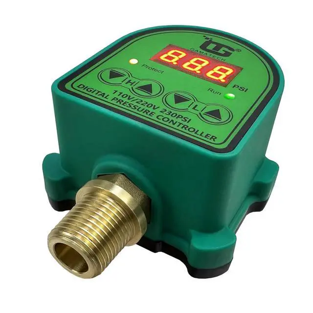 Alt view image 6 of 7 - GamaTech 110V/220V 10A/5A Digital Adjustable Pressure Switch Controller for Water Pump and Air Pump, 1/2" Male NPT, 0-230 Psi