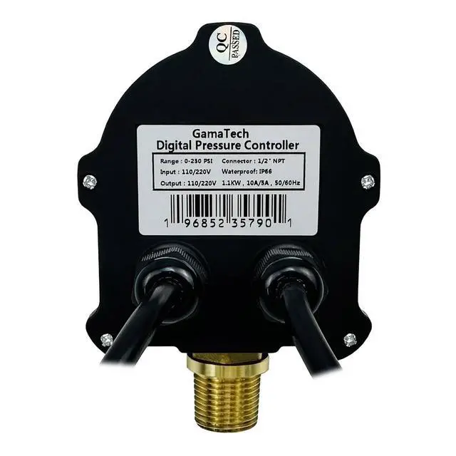 Alt view image 7 of 7 - GamaTech 110V/220V 10A/5A Digital Adjustable Pressure Switch Controller for Water Pump and Air Pump, 1/2" Male NPT, 0-230 Psi
