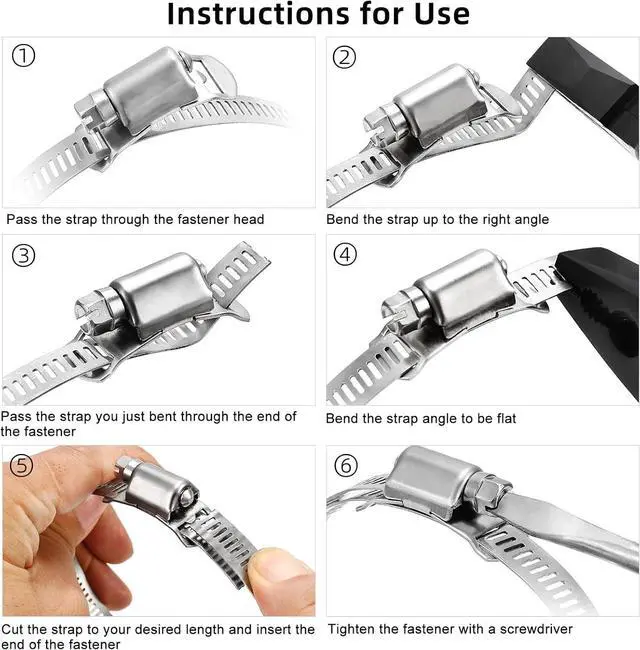 Alt view image 6 of 7 - Hose Clamps, DIY 56 FT Metal Strap + 24 Fasteners, Hose Clamps Stainless Steel, Large Adjustable Hose Clamp Pipe Clamp for Pipe Automotive Mechanical Applications