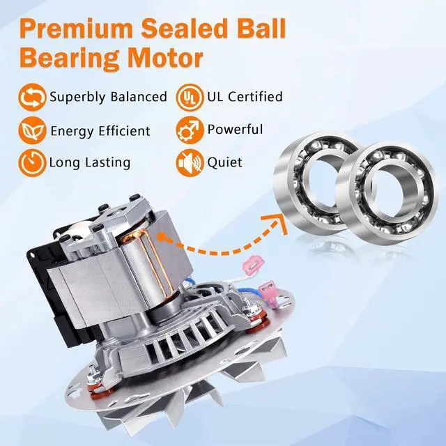 Alt view image 4 of 7 - Replacement A-E-027 Combustion Blower Motor for Breckwell Pellet Stove P22, P23, P24, P26, P2000, P2700, Big E Models, Exhaust Blower for US Stove 5040 Pellet Stoves.(Without Housing)