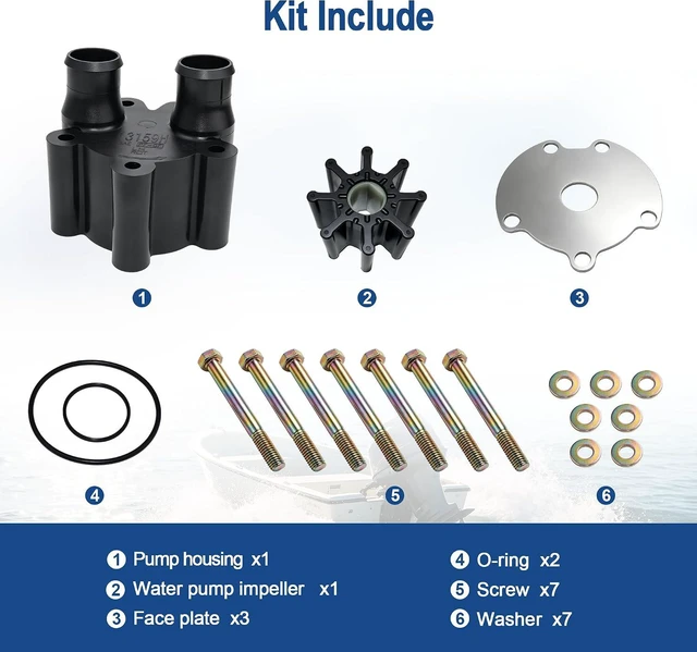 Alt view image 4 of 7 - 807151A14 Water Pump Impeller Repair Kit for MerCruiser Inboard Sterndrive V6 V8 Bravo Alpha 4.3L 5.0L 5.7L 5.8L 6.2L 6.3L 7.4L 8.2L 8.6L 8.7L Replaces Sierra 18-3150 807151A7