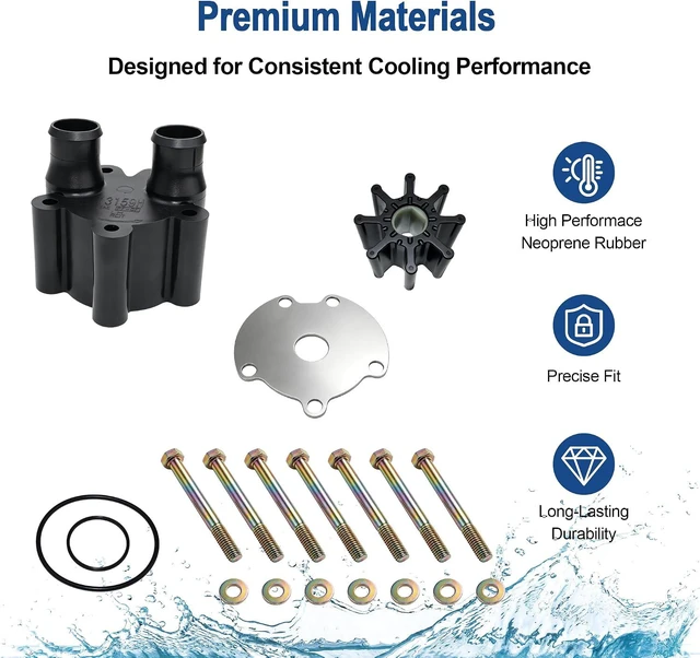 Alt view image 5 of 7 - 807151A14 Water Pump Impeller Repair Kit for MerCruiser Inboard Sterndrive V6 V8 Bravo Alpha 4.3L 5.0L 5.7L 5.8L 6.2L 6.3L 7.4L 8.2L 8.6L 8.7L Replaces Sierra 18-3150 807151A7