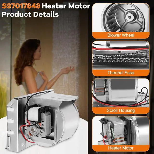 Alt view image 4 of 7 - S97017648 Heater Motor Assembly, S97017648 Fan Replacement for Broan NuTone 665RP 605RP 9965 660RP 9905 665RSP, 97017648 Bathroom Exhaust Fan Motor for NuTone Heater