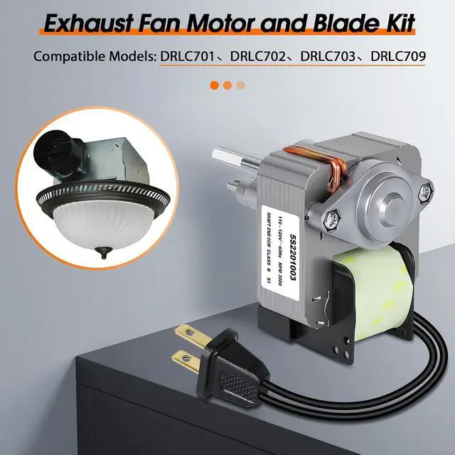 Alt view image 2 of 6 - Upgraded 5S2201003 Bathroom Exhaust Fan Motor and Blade Kit, 80 CFM High Airflow, 3.0 Sones Quiet Replacement Compatible with DRLC701 DRLC702 DRLC703 DRLC709