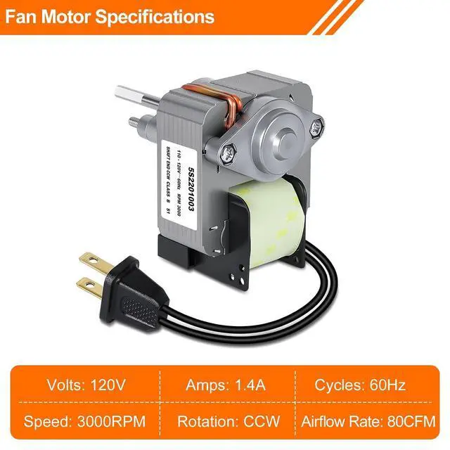 Alt view image 4 of 6 - Upgraded 5S2201003 Bathroom Exhaust Fan Motor and Blade Kit, 80 CFM High Airflow, 3.0 Sones Quiet Replacement Compatible with DRLC701 DRLC702 DRLC703 DRLC709