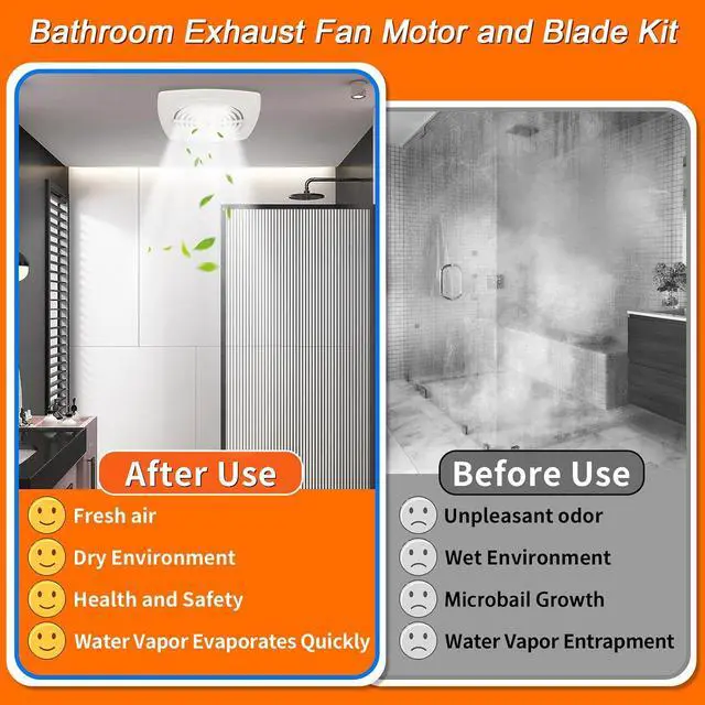 Alt view image 6 of 6 - Upgraded 5S2201003 Bathroom Exhaust Fan Motor and Blade Kit, 80 CFM High Airflow, 3.0 Sones Quiet Replacement Compatible with DRLC701 DRLC702 DRLC703 DRLC709