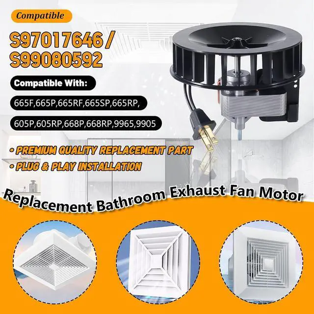 Alt view image 3 of 6 - S97017646 S99080592 Bathroom Exhaust Fan Motor and Blower Wheel Replacement Compatible with Broan NuTone 605P 605RP 665F 665P 665RP 665SP 668P 668RP Replaces 99080592 120V Motor Assembly