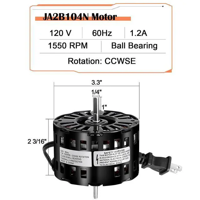 Alt view image 3 of 7 - JA2B104N Vent Fan Motor Replacement for Broan 86933, 86933-000, 8693000, 86933000, 40933 Bathroom Exhaust Fan Motor for Nutone 8664RP, 8663RP, 8673RP, 676-D, 2676F-A, 5KSM84DFK120P