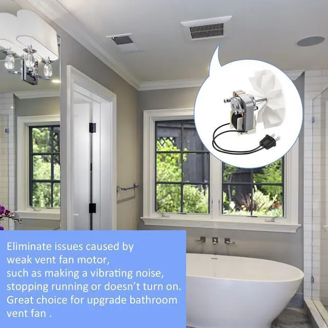 Alt view image 6 of 7 - 2 Pieces Universal Bathroom Vent Exhaust Fan Motor, 50CFM 120V Replacement Electric Motors Kit Compatible with Broan-NuTone, 0.65A 60Hz Bathroom Exhaust Fan Motor with Blower Wheel