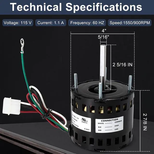 Alt view image 2 of 7 - 3.3" Condenser Exhaust Motor Replacement for Fasco D1100, Loren Cook 7173-1580, Ceiling Restroom Fan Motor for Gemini Loren Cook GC-142 GC-146 GC-148 GN-142 GN-144 GN-146.