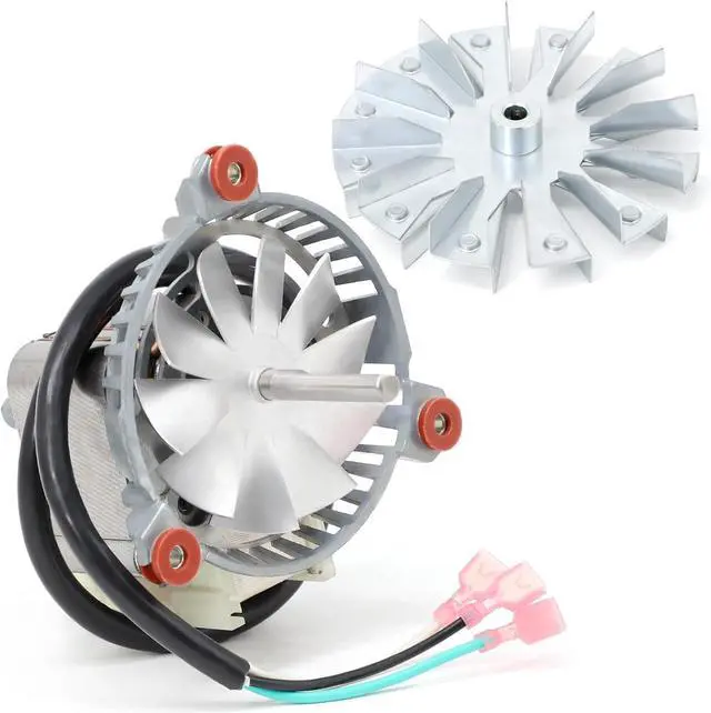 Main image of 3-21-08639 Combustion Blower Fan Motor for Harman P43 P61 P68 P38 Accentra 52i, Advance Pellet Stoves, Blower Exhaust Fans Motor with 3-20-502221 Double Paddle Fan Blade Replacement