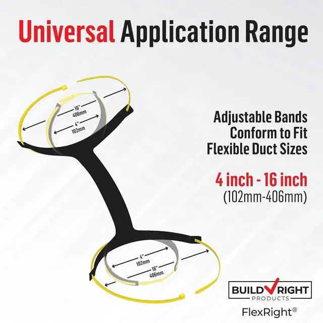 Alt view image 2 of 7 - FlexRight Universal Flexible Duct Elbow Support 25 Pack Fits 4"16" Flex Ducts, Eliminates Kinks, Improves Airflow, Reduces Energy Use, UL-Classified for Plenum Applications