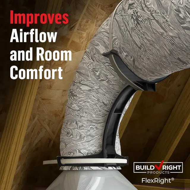 Alt view image 6 of 7 - FlexRight Universal Flexible Duct Elbow Support 25 Pack Fits 4"16" Flex Ducts, Eliminates Kinks, Improves Airflow, Reduces Energy Use, UL-Classified for Plenum Applications
