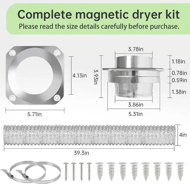 Alt view image 2 of 7 - Magnetic Dryer Vent Connector Kit, DVC-180 Magnetic Dryer Vent Coupling, Airtight Seal Quick Connect, Easy to Clean with 4 Inch x 3.3ft Duct Hose and 2 Clamps