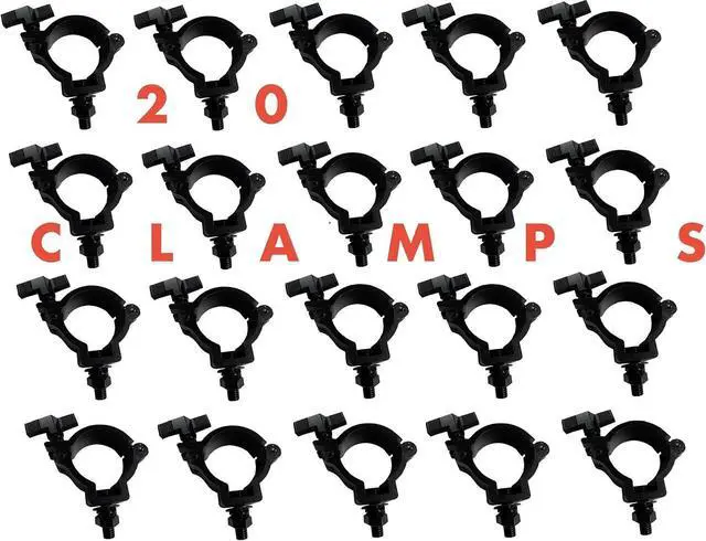 Main image of 20 Pack Black DJ Light Clamps Fits O.D. 2" Truss, Aluminum O-Clamp for Stage Fits 48-52mm OD Tube/Pipe, for Truss, Moving Head Light