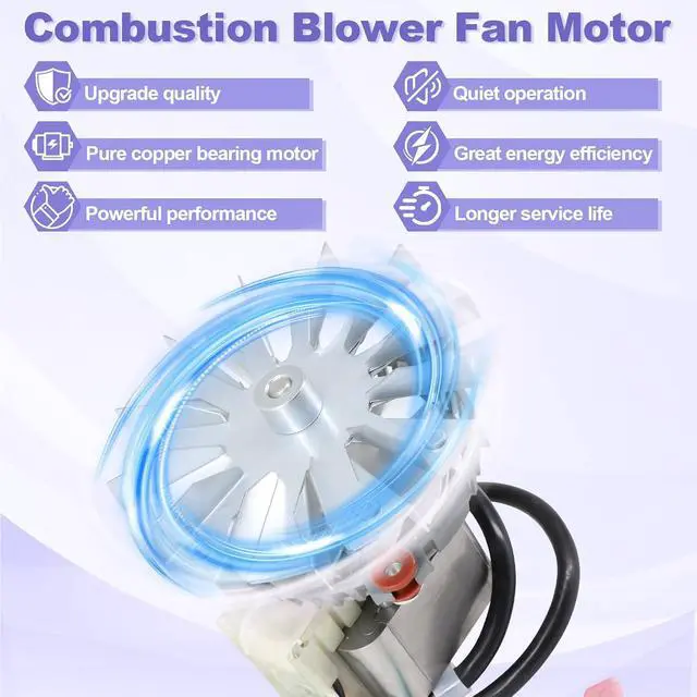 Alt view image 4 of 7 - 3-21-08639 Combustion Blower Fan Motor for Harman P43 P61 P68 P38 Accentra 52i, Advance Pellet Stoves, Blower Exhaust Fans Motor with 3-20-502221 Double Paddle Fan Blade Replacement