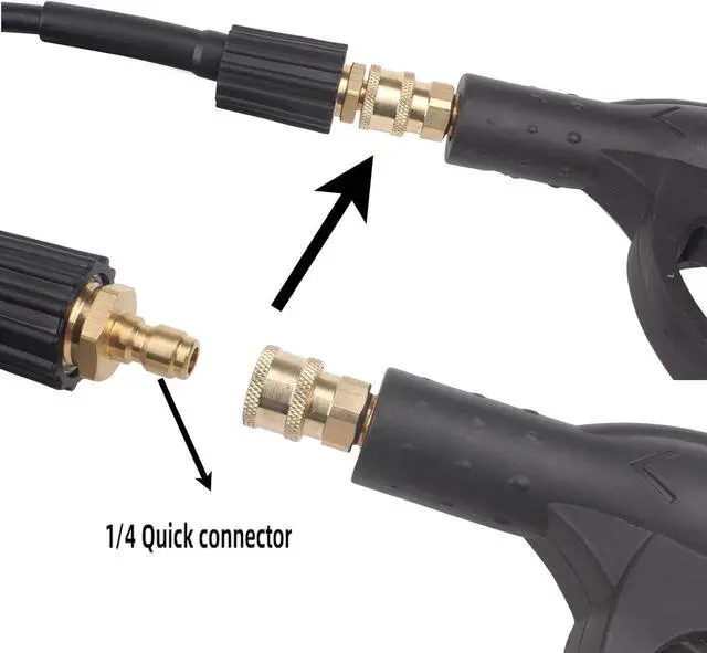 Alt view image 3 of 6 - Pressure Washer Pipe Cleaning Hose Jetter Nozzles Kit K2-K7 1/8NPT Sewer Drain Adapter, Nozzles Rigid + Rotating Quick Connect+Waterproof Tape+M22-14/15mm Double Rod Thread Brass Replacement