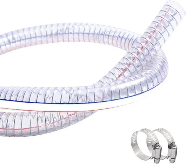 Main image of 2" ID x 2-1/4" OD Heavy-Duty PVC Suction Hose, 6.6FT Flexible Reinforced Tubing with Embedded Steel Wire, Thick Wall Vinyl Tube for Water Pump Oil Transfer Industrial Use