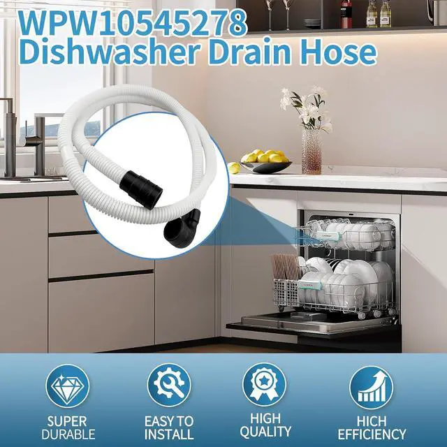 Alt view image 6 of 7 - WPW10545278 Dishwasher Drain Loop Hose for Whirlpool/Annamara/Kenmore/Crossley, Dishwasher Drain Hose Extension Replacement Part with Stainless Steel Clamps, W10137608 W10193583 W10195750