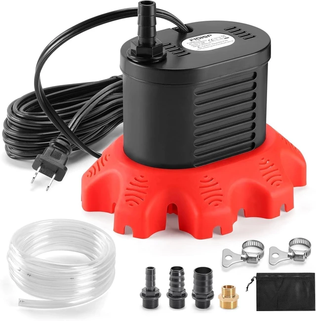 Main image of 850 GPH Pool Cover Pump for Pool Draining with 4 Hose Adapters, 20 FT Drain Hose & 25 FT Power Cord Above Ground Pump for Pool Covers, Ponds and Tubs (Red)