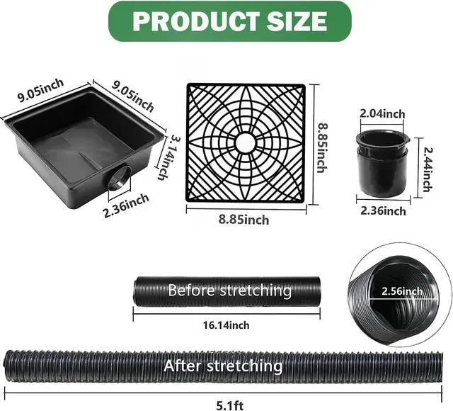 Alt view image 2 of 7 - 2 Pack Gutter Downspout Extensions,Catch Basin Low Profile Downspout Extender