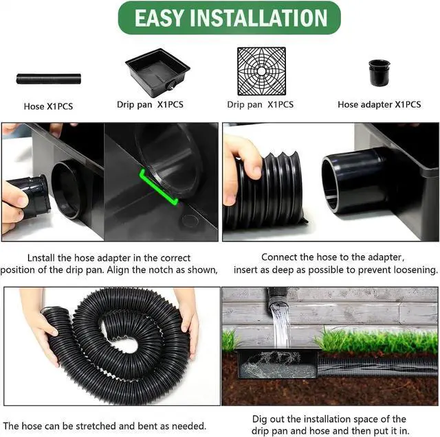 Alt view image 3 of 7 - 2 Pack Gutter Downspout Extensions,Catch Basin Low Profile Downspout Extender