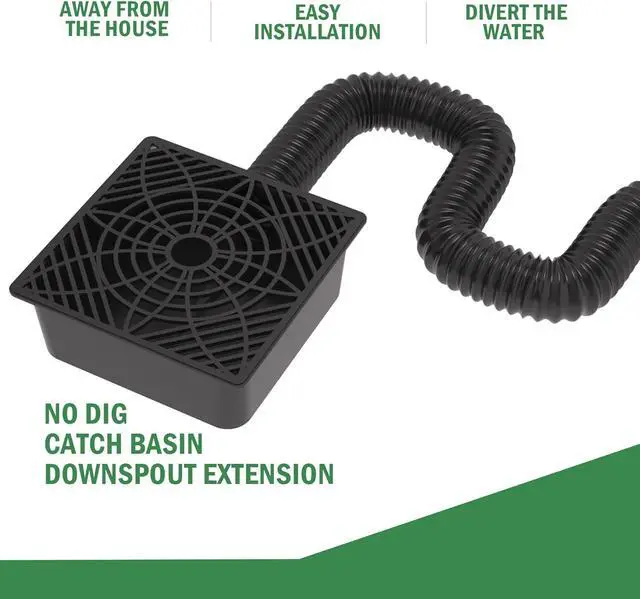 Alt view image 4 of 7 - 2 Pack Gutter Downspout Extensions,Catch Basin Low Profile Downspout Extender