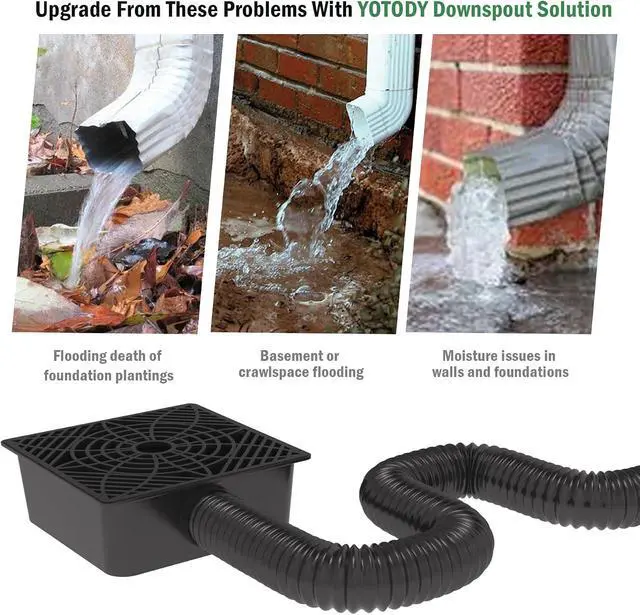 Alt view image 5 of 7 - 2 Pack Gutter Downspout Extensions,Catch Basin Low Profile Downspout Extender